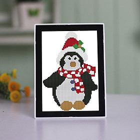DIY Stamped Cross Stitch Kit Penguin Patterns for Adult Beginners 7.87 X 9.84