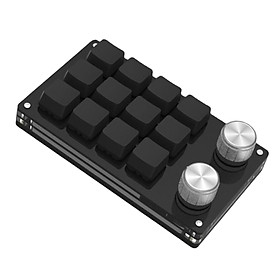 Portable Mini 12-Key Gaming Keyboard Programmable Custom Shortcuts with 2 Knobs Wired Mechanical Keyboard Keypad for PC Office Plug and Play