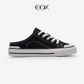 Giày Sục Đạp Gót Mules Vải Sneaker Unisex Tăng Chiều Cao 4cm DINCOX E10 Black