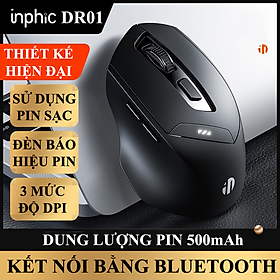 Chuột không dây INPHIC DR01 sử dụng pin sạc thiết kế hiện đại với độ DPI