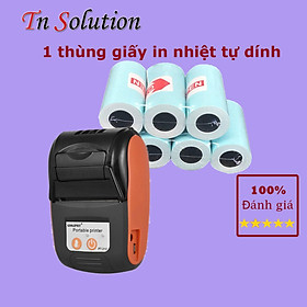 Mua 1 thùng giấy in nhiệt decal tự dính K57x30 dành cho dòng máy in nhiệt mini bluetooth cầm tay