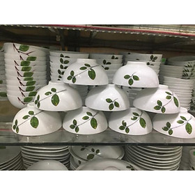 Mua Combo 10 Bát cơm vẽ hoạ tiết lá xanh