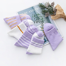 Combo 5 Đôi Tất nam nữ dài tím thủy chung vintage TN61 Chất liệu cotton cao cấp có độ đàn hồi cực cao