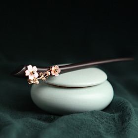 Phoenix Nirvana Ebony Hairpin Ancient Wind Shell Flower Tweezers Chinese Classical Court Headwear National Wind Jewelry Send Wife Christmas Gift Snow Plant