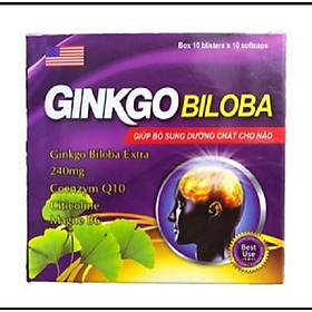 Hoạt huyết dưỡng não Ginkgo Biloba 240mg bổ não, tăng cường tuần hoàn máu hiệu quả hộp 100 viên