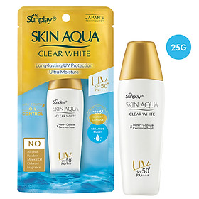 Kem chống nắng Skin Aqua dưỡng trắng, kiểm dầu, dùng hàng ngày dạng sữa Sunplay Skin Aqua Clear White Eco Việt Nam SPF50, PA++++ 25g