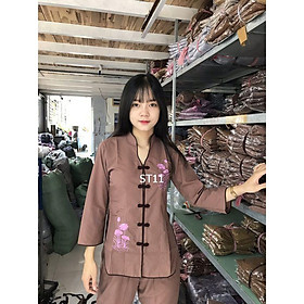 ĐỒ LAM ĐI CHÙA # ĐỒ ĐI CHÙA # PHÁP PHỤC PHẬT GIÁO #Sẩm tàu thêu sen