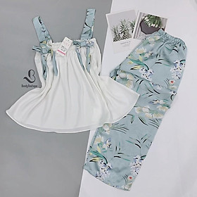 Bộ Lụa 2 dây quần dài - Babi mama - Đồ bộ mặc nhà pijama BP01.1