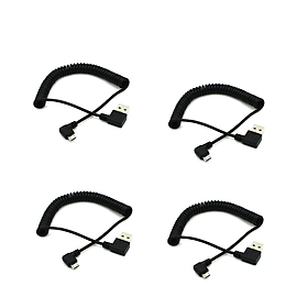 4 Pieces 90 Degree Angle USB 2.0 Male to 90 Degree Right Angle Micro USB 5 Pin Male Charge and Sync Coiled Spiral Cable