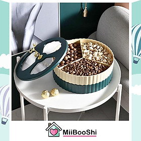 Mua Hộp mứt nhựa tết đựng bánh kẹo 2 tầng con hươu phong cách Châu Âu màu xanh sang trọng MiibooShi SA1016