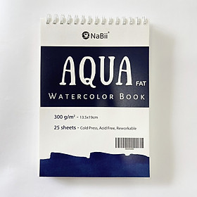 Sổ vẽ Màu nước - Sổ Nabii Aqua Fat - Sổ gáy lò xo - 25 tờ