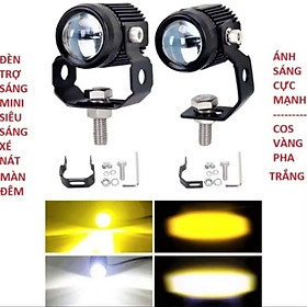 1 ĐÈN TRỢ SÁNG BI CẦU XP60 MINI SIÊU SÁNG PHA TRẮNG CỐT VÀNG LẮP XE MÁY ÔTÔ