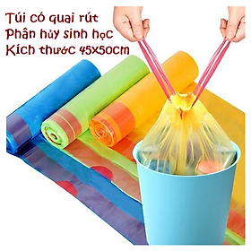 Mua Túi đựng rác có quai xách tiện lợi 45x50cm  túi rác có dây rút tự phân hủy GD588-TuiRacDR