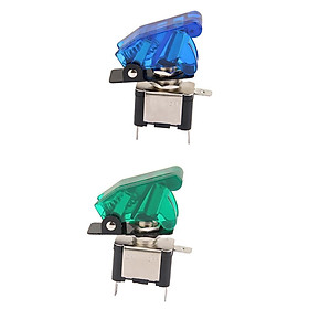 2 Pieces 12V 20A Car SPST Toggle Rocker Switch Control with Green+Blue LED