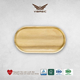 Khay gỗ keo đa năng hình oval Vibasic, đa dạng kích thước, chụp hình decor đựng đồ trang trí