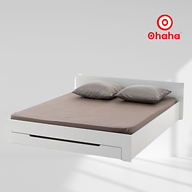 [Kèm ảnh thực tế - Miễn phí vận chuyển & lắp đặt] Giường ngủ cao cấp gỗ công nghiệp thiết kế hiện đại có hộc kéo Ohaha chuẩn phong cách Bắc Âu - GC003