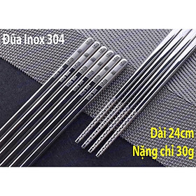 Set 5 đôi đũa inox 304 khắc laser và họa tiết hoa văn cao cấp