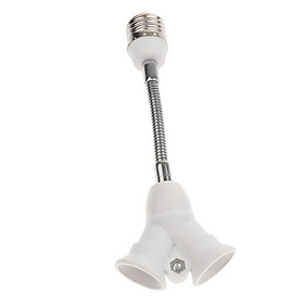 Extended E27 to 2 Socket E27 Base Socket Light Bulb Adapter Plug Converter