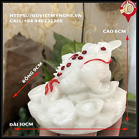 Mua Tượng đá Cóc Thiềm Thừ 3 chân phong thủy chiêu giữ tài lộc - Màu trắng đá non nước - Cỡ nhỏ - Cao 6cm