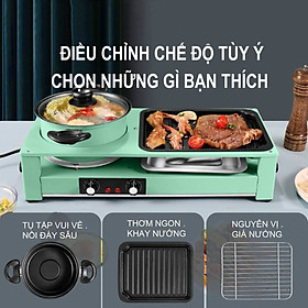 Bếp lẩu nướng đa năng 2 trong 1 chế độ điều khiển nhiệt độc lập có thể nướng như bếp than hoa