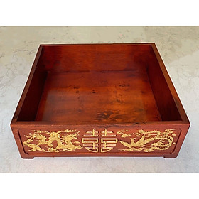 HỘP TRÁP GỖ THỊT ĐỤC NỔI RỒNG PHƯỢNG DÁT VÀNG.