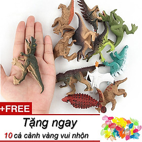 Mô hình đồ chơi khủng long kỉ Jurassic World Dinosaurs cho bé (Bộ 12 khủng long) tặng kèm cá cảnh mini dễ thương đa màu sắc