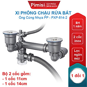 Mua Xi Phông Xả Thải Bồn Rửa Chén Bát 2 Hố Phi 110 140 Pimisi PXP-814-2 Nhựa Cứng Cao Cấp Có Thoát Tràn | Chính Hãng