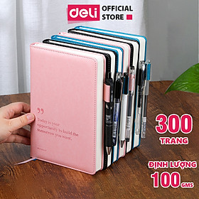 Hình ảnh Sổ Tay Ghi Chép Bìa Da A5 300 Trang Kẻ Ngang Deli - Phù Hợp Làm Sổ Kế Hoạch Planner, Nhật Kí, Tập Vở Ghi Chép Bullet Journal - EN012 / EN013