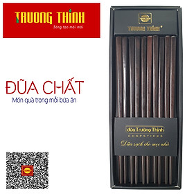 Đũa Gỗ Trắc Đen Cao Cấp Trường Thịnh Loại Đặc Biệt/ Hộp Màu Đen/ 10 Đôi Vuông Trơn