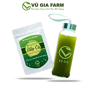 Bột Diếp Cá Sấy Lạnh Nguyên Chất Vũ Gia (50g/ túi) + Tặng Chai Thủy Tinh Đựng Nước Ép Có Dây Treo 300ml - Chữa táo bón, mụn nhọt, kháng khuẩn, kháng viêm, thanh nhiệt, hạ sốt và giải độc, hỗ trợ điều trị sỏi thận