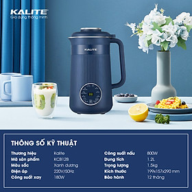 Máy làm sữa hạt mini Kalite KCB12B, dung tích 1.2l, đa chức năng cao cấp, thiết kế hiện đại, hoạt động êm ái bền bỉ- hàng chính hãng