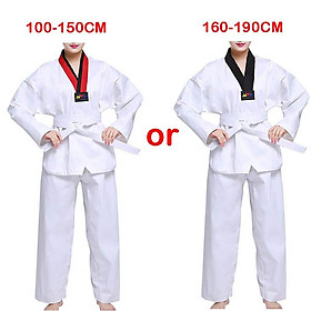 Unisex Taekwondo Quần Áo Người Lớn Trẻ Em Trẻ Em Karate Phù Hợp Tập Luyện Võ Thuật Bộ Kung Fu Đồng Nhất Dành Cho Nữ Dây Trắng