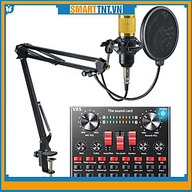 Trọn bộ sound card âm thanh V8S micro thu âm BM900 và phụ kiện