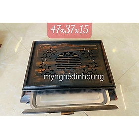 Mua Khay  để bộ ấm chén trà  trang trí bàn uống nước bằng gỗ mun hoa kt 47x37x15cm