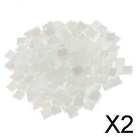 2x250 Pieces Vitreous Glass Mosaic Tiles for Arts DIY Crafts Bright white
