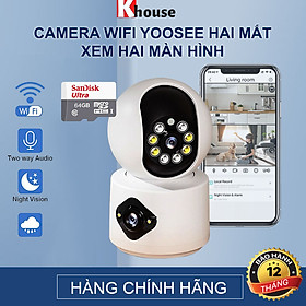 Camera Yoosee 2 MẮT KÉP Trong Nhà 10MPX Xoay 360 Độ, Xem Đêm Có Màu, Có Đàm Thoại, Bảo Hành 12 Tháng, Hàng Nhập Khẩu