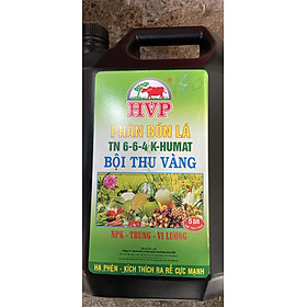 Phân bón la HVP 6-6-4 K-Humat trung vi lượng Bội thu vàng can 5 lít