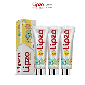 Combo 3 Kem Đánh Răng Trẻ Em LIPZO Vị Chuối Bảo Vệ Răng Sữa 75g Hữu Cơ Ngọt Thơm An Toàn Nuốt Được Dành Cho Trẻ Em Từ 3-10 Tuổi