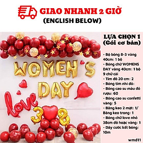 Bộ bong bóng Women's Day trang trí ngày Quốc tế phụ nữ 8/3 màu đỏ vàng wmd11