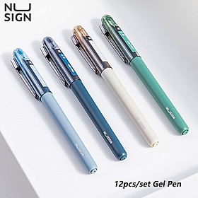 Nusign 0.5mm Neutral Pens Black Ink Smoothly Writing Gel Pen Student Exam Pen With Anti-fall Clip Business Signature Pens Stationery Supplies 12Pcs/Set Writing Pen For Home Office School