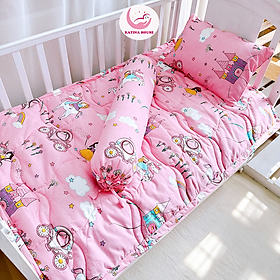 Bộ nệm gối cho bé Katina House,vải cotton satin hàn quốc mềm, mát thấm hút tốt