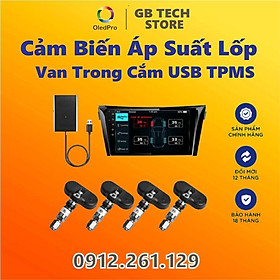 Cảm Biến Áp Suất Lốp Tích Hợp Màn Android Van Trong Cắm USB TPMS 2022 Bảo Hành 12 tháng