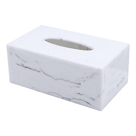 Tissue Box Holder Marbling Napkin Case for Home Kitchen Dressers White