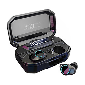 G02 TWS 5.0 Bluetooth 9D Stereo Earphone Wireless Earphones Ipx7 Waterproof Earphones 3300Mah Led Smart Power Bank Case - As Shown