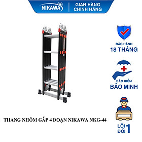 Thang Nhôm Gấp 4 Khúc Nikawa NKG-44 - Đen