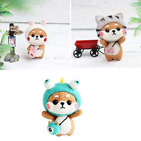 3 Set Cute Shiba Inu Felting Kit Needlework Crafts Wool Felting DIY