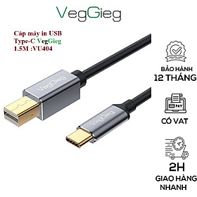 Cáp máy in cổng USB type-c dài 1.5m VegGieg hàng chính hãng dùng cho máy tính bảng kết nối máy in