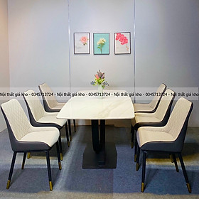 Mua Bàn ăn mặt đá Ceramic bóng chân chữ U kết hợp ghế Molly  bàn ăn mặt đá 4 ghế 6 ghế 8 ghế