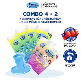 Combo 4 Gói miếng rửa chén linh hoạt iHomeda + 2 Gói miếng chùi nồi iHomeda TẶNG tay cầm tiện dụng 