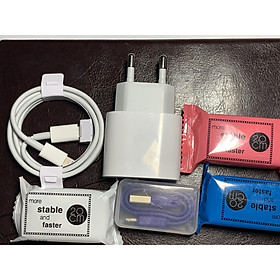 Bộ Cốc ( Củ) Cáp sạc 20W nhanh PD3.0 Chân tròn Công nghệ sạc nhanh dùng cho Iphone 12, 11Promax ( Tặng kèm cáp dự phòng màu ngẫu nhiên)